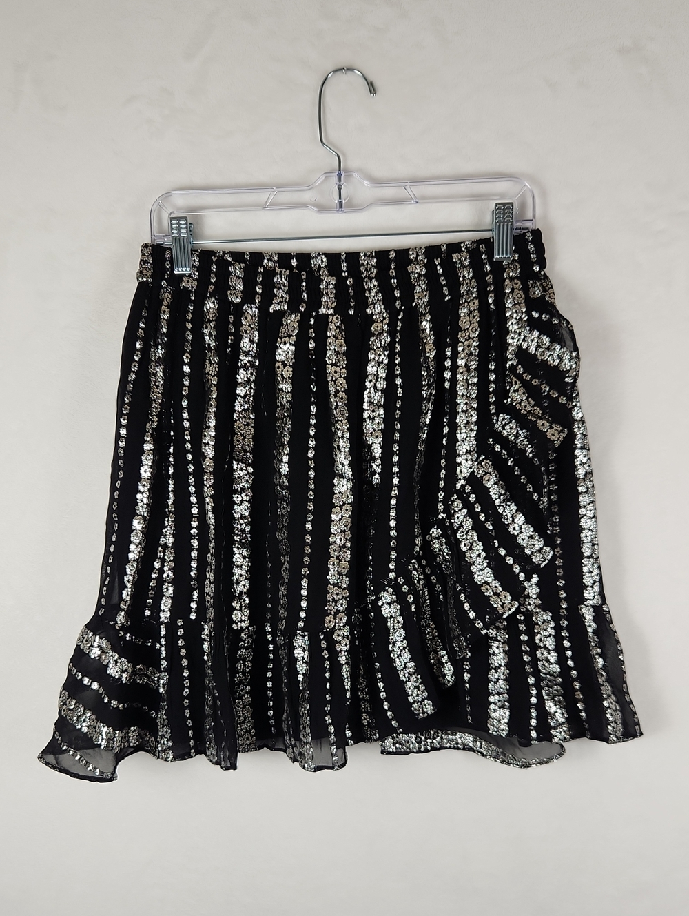 MICHAEL Michael Kors Black Skirt with Shiny Silver  Stripes